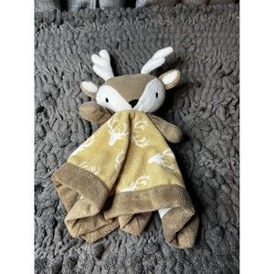 Levtex Baby Deer Lovey Plush Security Blanket Buck Antlers Reindeer Brown 11"